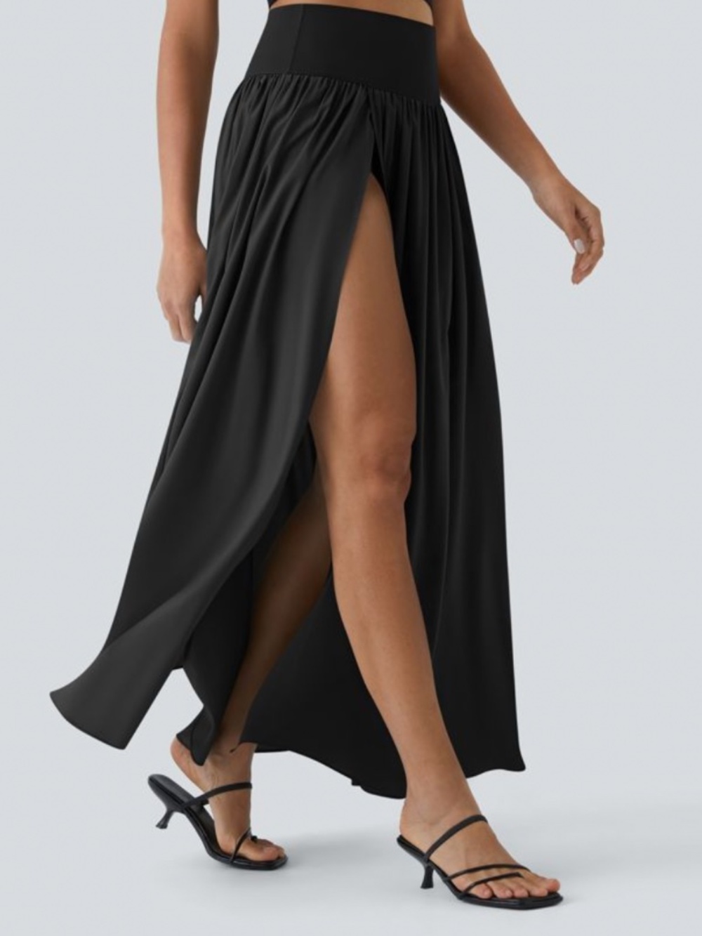 HALARA High Waisted Split 2-in-1 Flowy Quick Dry Maxi Casual Skirt - Picture 4 of 6